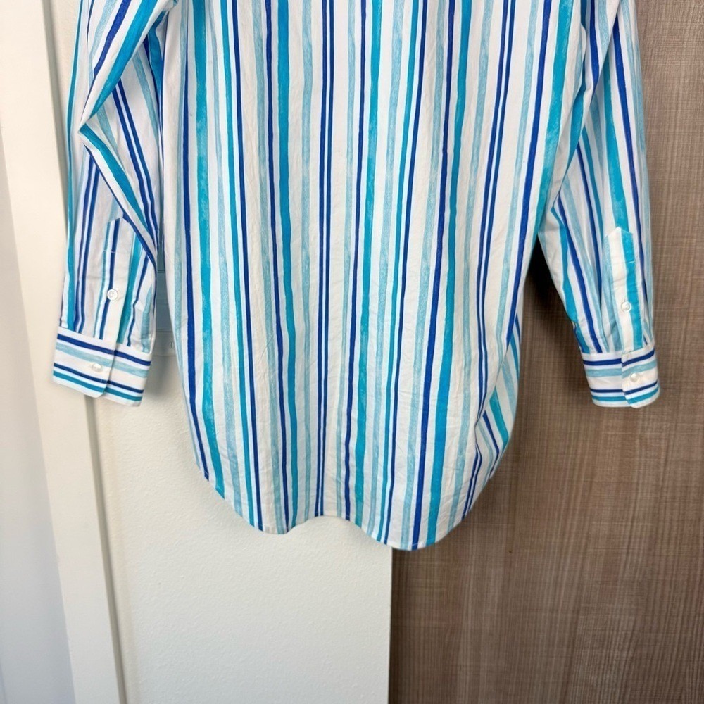 SOLID & STRIPED Mixed Blue Striped Button Down Shirt Oversized Size Small‎ - Picture 10 of 12